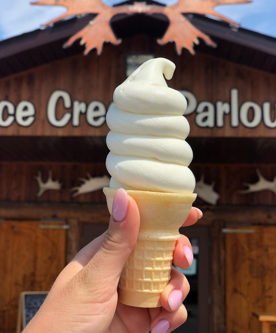 Chalkboard menu and pine interior detail